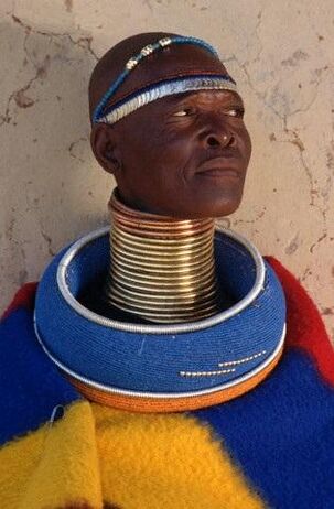 Rings to stretch the neck of a man from an African tribe.